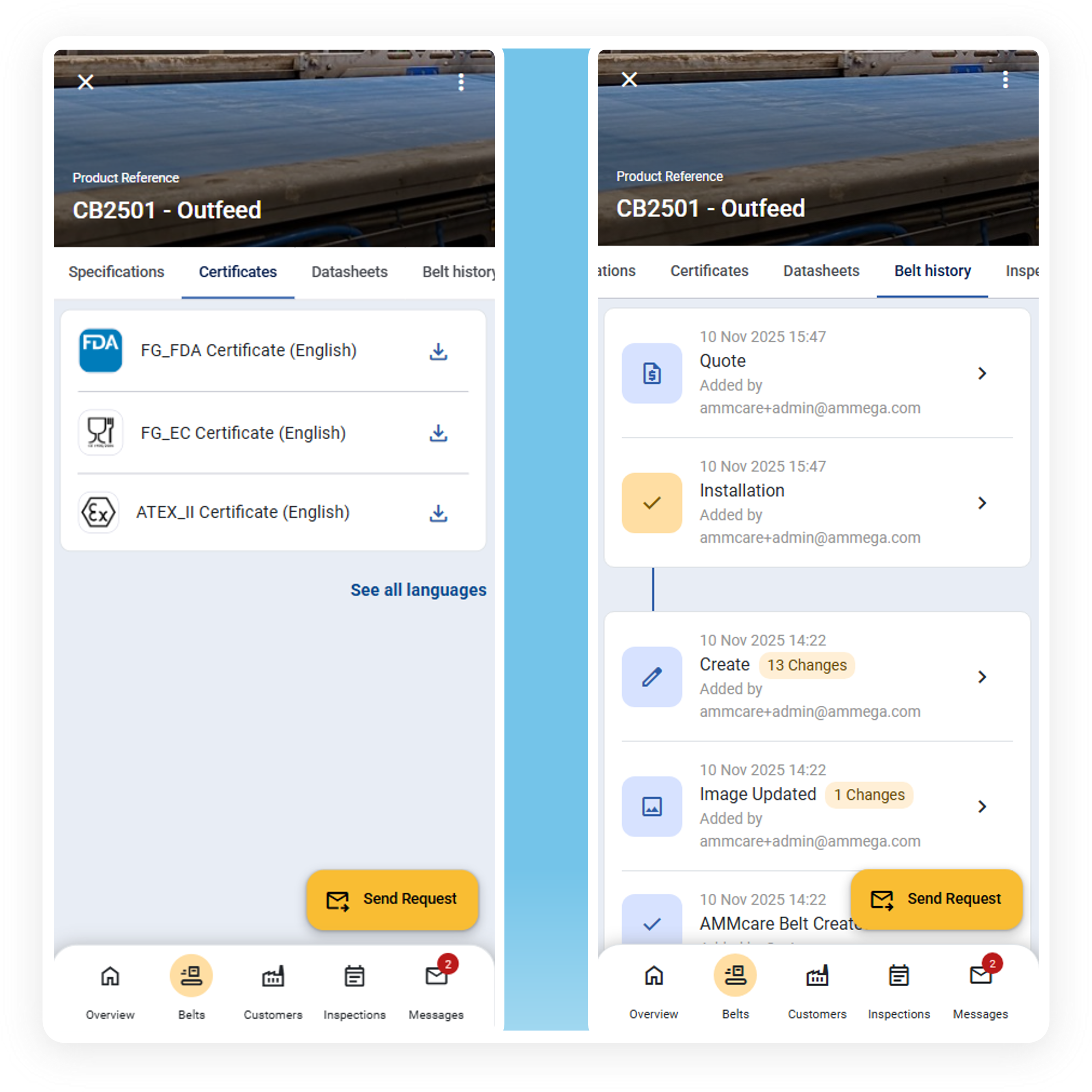 mobile certificates and history